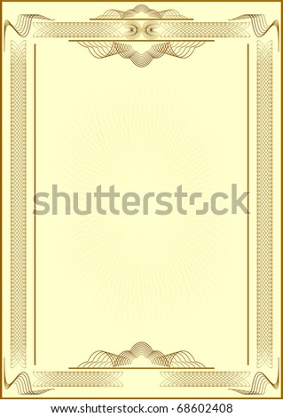 light yellow background. Light yellow background.Form of certificate.