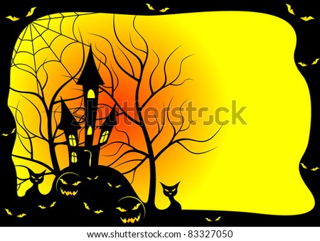 Card for a holiday Halloween . The card is executed in black and yellow color.