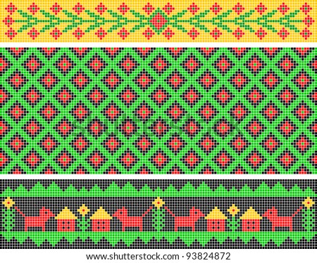Set of ethnic patterns. Patterns are similar to an ancient Russian ornament. EPS version is available as ID 91487624.
