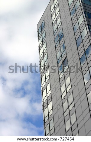 Manchester Office Block Reflecting Blue Sky