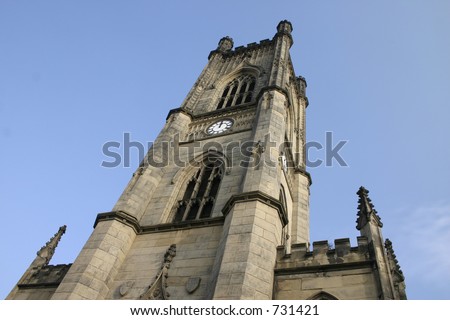 stock photo : World War 2 Bombed Out Church Spire in Liverpool