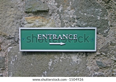 Green Entrance Sign in Scottish Castle