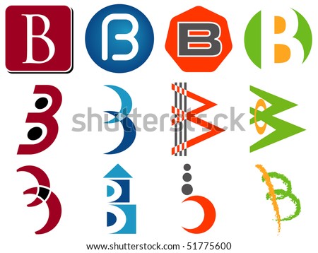Logo Design on Letter B Alphabet Design Icons Set Stock Vector 51775600