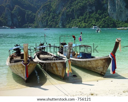 Boats at Phi Phi beach