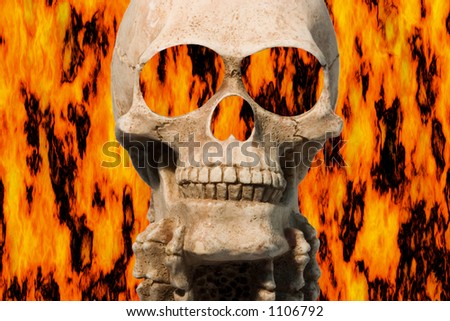 Skull with flames