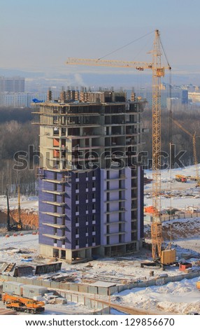Monolithic housing construction, construction of high-rise building