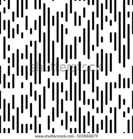 Seamless Vertical Stripe Pattern. Vector Black and White Background. Dotted Line Graphic Design