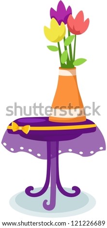 illustration of isolated flower tulips in vase on  table