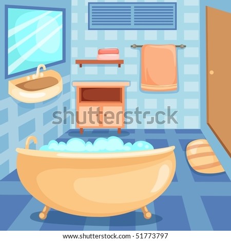 Illustration Of Cartoon Interior Of A Bathroom - 51773797 : Shutterstock