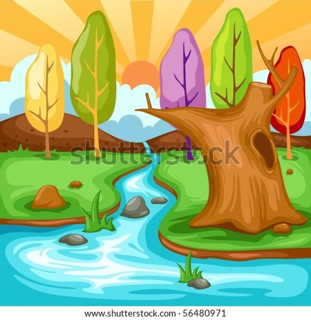 illustration of cartoon summer landscape
