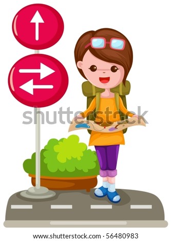 Illustration Of Isolated Tourist Girl On White Background - 56480983