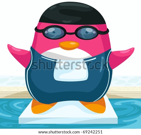 cartoon penguin swimming