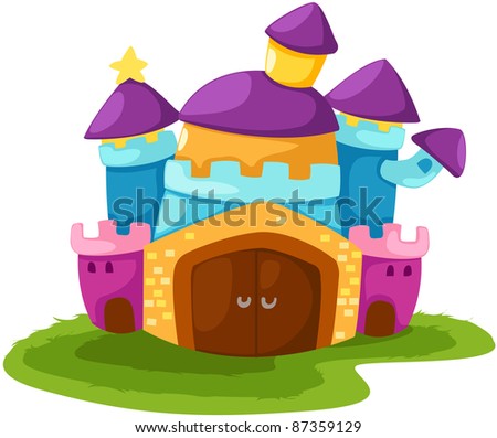 Illustration Of Isolated Cartoon Castle On White Background - 87359129