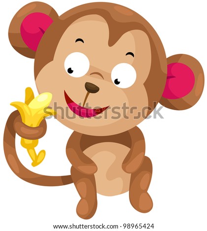 Illustration of Cartoon Character Monkey Isolated on White Background ...