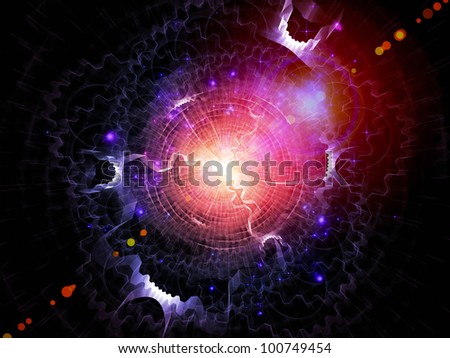 abstract gears and lights arrangement suitable as a backdrop in projects on technology, processing, work and their internal dynamics