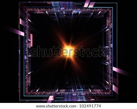 Artistic background for use with projects on modern technologies, science of energy, signal processing, music and entertainment, made of perspective fractal grids, lights, mathematical line patterns