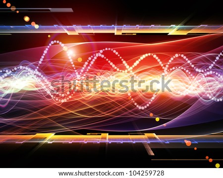 Backdrop of technological and abstract design elements on the subject of digital media, signal processing and communication technologies