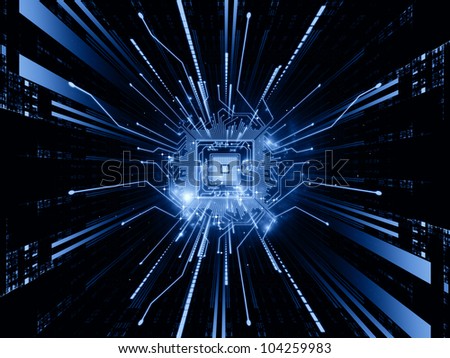 Background design of CPU graphic and abstract design elements on the subject of digital equipment, computing and modern technologies