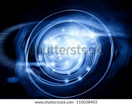 Background design of lights, curves and fractal elements on the subject of technology, science and entertainment