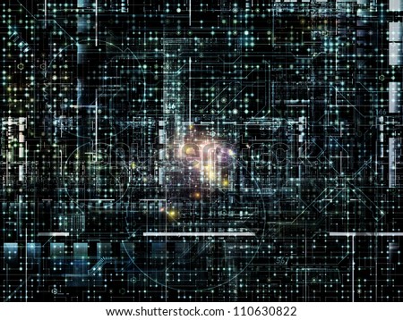 Abstract arrangement of complex network texture and industrial design elements suitable as background for projects on networking, computers and modern technology