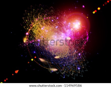 Abstract design made of particle systems and fractal graphics on the subject of science, data visualization and modern technology