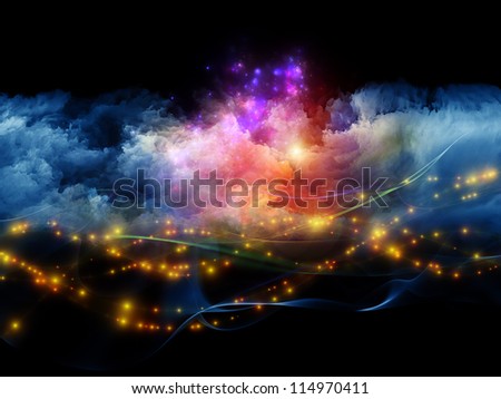 Artistic background for use with projects on art, spirituality, painting, music , visual effects and creative technologies , made of clouds of fractal foam and abstract lights
