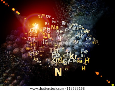 Background composition of  chemical icons, fractal graphics and design elements to complement your layouts on the subject of chemistry, biology, pharmacology and modern science