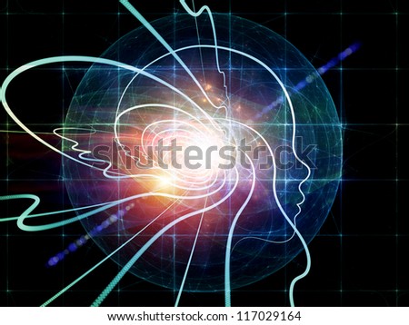 Artistic background made of human head and fractal grids for use with projects on intelligent design, science and technology
