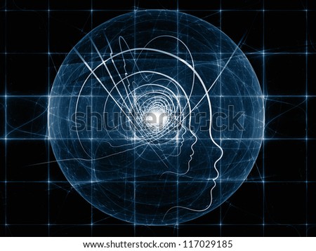 Design made of human head and fractal grids to serve as backdrop for projects related to intelligent design, science and technology