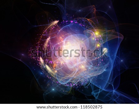 Abstract design made of lights, fractal flames and abstract elements on the subject of technology and design