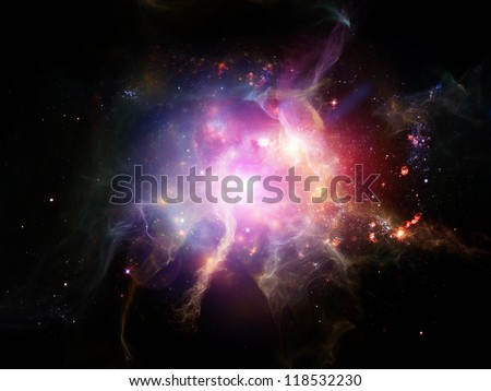 Algorithmic Cosmos series. Abstract arrangement of fractal elements suitable as background for projects on astronomy, technology, physics and space science