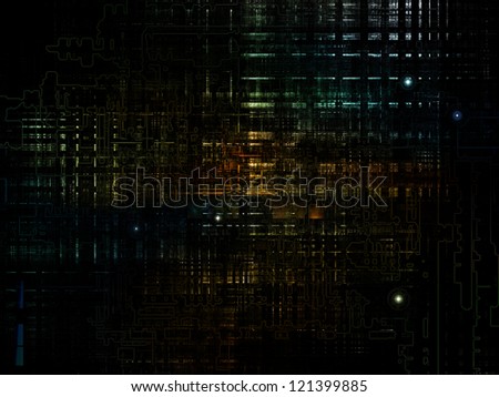 Deep Networking series. Composition of  industrial grunge texture and dark gradients to serve as a supporting backdrop for projects on computing, industrial design and modern technology