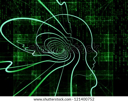 Composition of  human head and fractal grids to serve as a supporting backdrop for projects on science, technology and intelligent life in the Universe