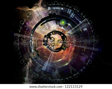 Clockwork Series. Visually pleasing composition of clock gears, numbers and fractal elements to serve as  background in works on time, modernity, science and technology