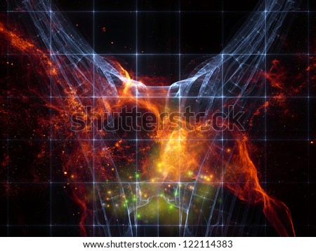 Space Pathway series. Artistic background made of grids, nebulae and colors for use with projects on science of astronomy, physics, cosmology and space communications