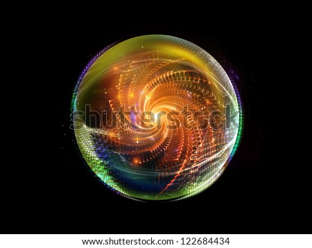 Fractal Sphere Series. Visually pleasing composition of spherical and circular fractal elements to serve as  background in works on abstraction, graphic design and modern technology