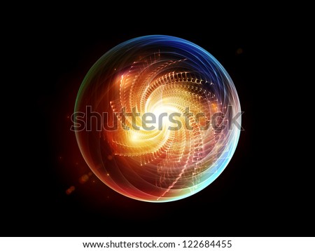 Fractal Sphere Series. Creative arrangement of spherical and circular fractal elements to act as complimentary graphic for subject of abstraction, graphic design and modern technology