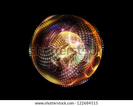 Fractal Sphere Series. Arrangement of spherical and circular fractal elements on the subject of abstraction, graphic design and modern technology