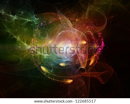 Abstract design made of lights, fractal flames and abstract elements on the subject of technology and design