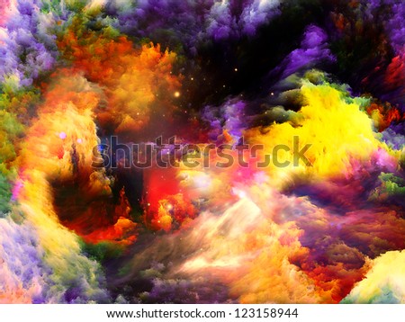 Backdrop composed of dreamy forms and colors and suitable for use in the projects on dream, imagination, fantasy and abstract art