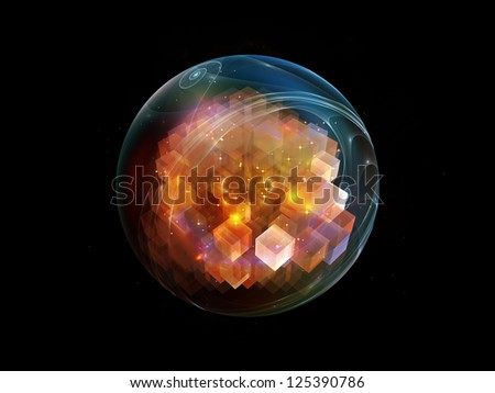 Fractal Sphere Series. Design composed of spherical and circular fractal elements as a metaphor on the subject of abstraction, graphic design and modern technology