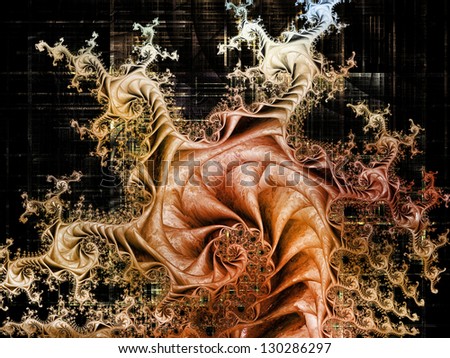 Composition of dimensional fractal spirals and textures on the subject of art, science and technology