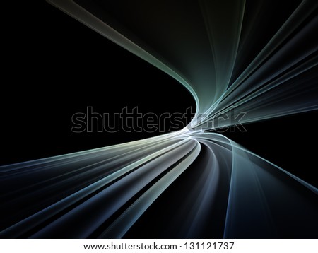 Graphic composition of motion trails in perspective to serve as complimentary design for subject of science and technology