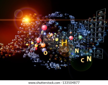 Chemical Splash Series. Composition Of Chemical Icons, Fractal Graphics And Design Elements With Metaphorical Relationship To Chemistry, Biology, Pharmacology And Modern Science
