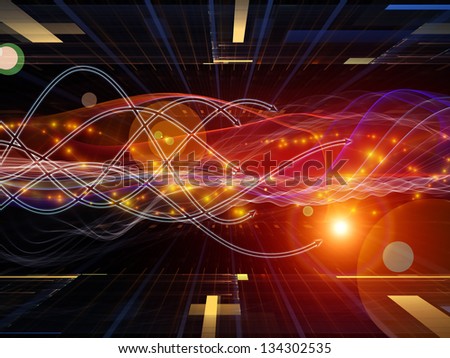 Composition of arrows and directional abstract forms on the subject of science, virtual technologies and telecommunications