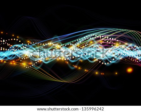 Visually pleasing composition of lights, fractal and custom design elements to serve as  background in works on network, technology and motion