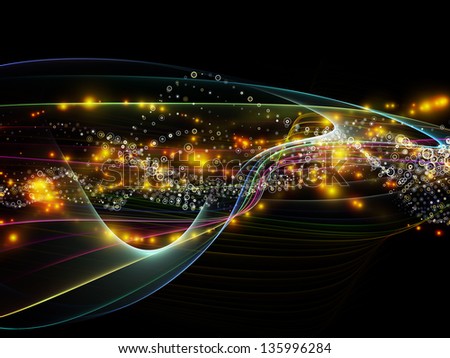 Abstract arrangement of lights, fractal and custom design elements suitable as background for projects on network, technology and motion