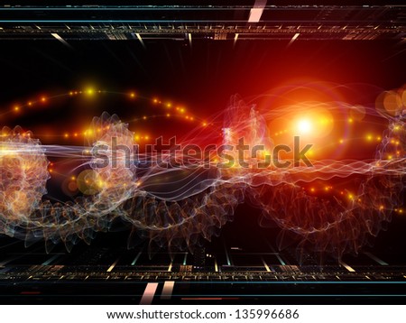 Composition of directional abstract forms on the subject of science, virtual technologies and telecommunications