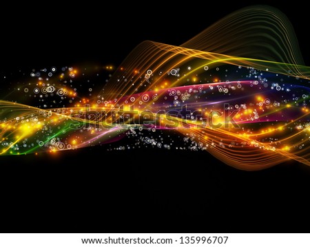 Abstract design made of lights, fractal and custom design elements on the subject of network, technology and motion