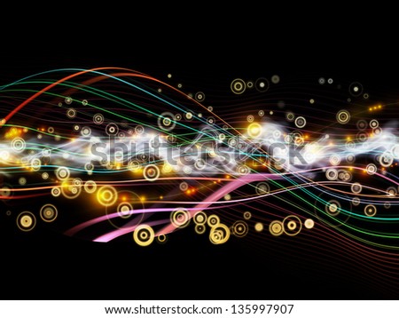 Design composed of lights, fractal and custom design elements as a metaphor on the subject of network, technology and motion